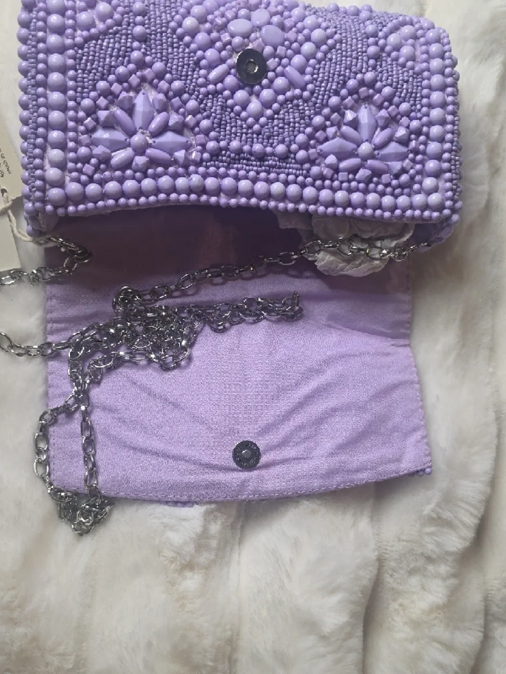 Viral TJMaxx Lavender Beaded Embellished Clutch Wallet Handmade In India - Picture 6 of 7